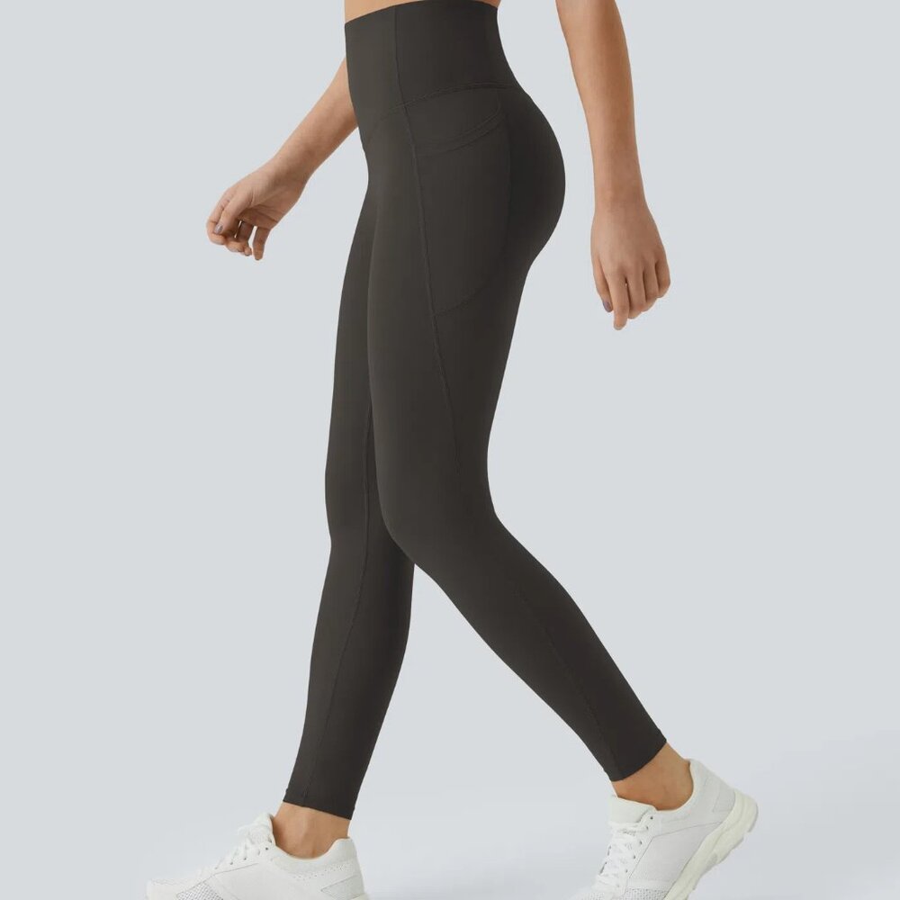 Halara UltraSculpt High Waisted Pocket Leggings Hazelnut Black S (7/8 Length)NWT - Picture 3 of 6